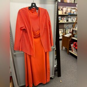 Liliy Lynn Ladies 16/18 Orange Dress w/ Lace Jacket